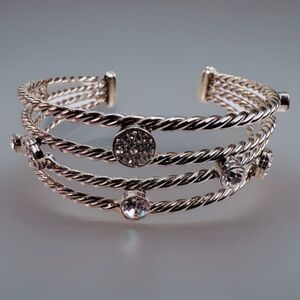 Vintage Silvertone bling Cookie Lee cuff bracelet
